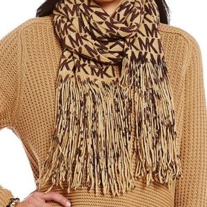 NWT Michael Kors Tan and Brown Fringe Scarf